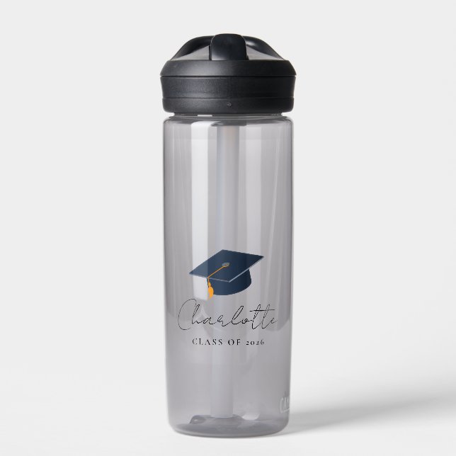 Simple Typographic Graduate Celebration Water Bottle (Front)