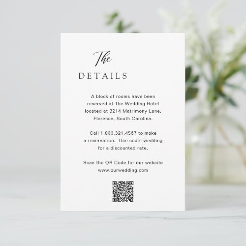 Simple Typographic Modern Elegant Wedding Enclosure Card