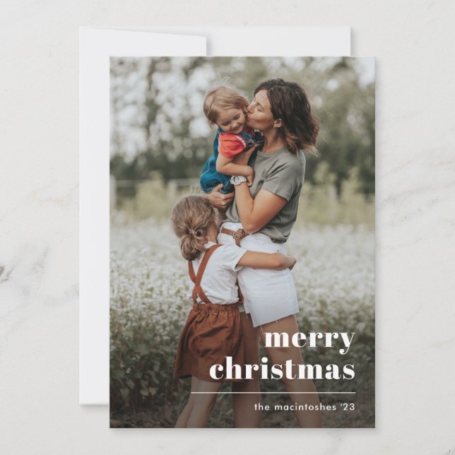 Simple Typographic Photo Christmas Holiday Card (Front)