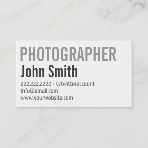 Simple Typographic Photographer Business Card