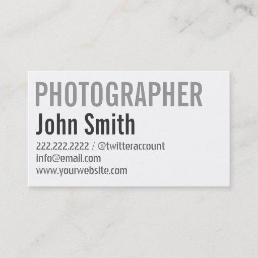 Customizable Simple Typographic Photographer Business Card