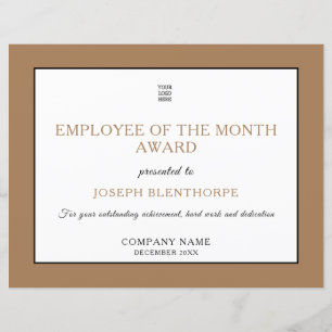 Simple Typographical Employee of Month Certificate