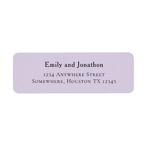 Simple Typographical Lilac Wedding Return Address Label