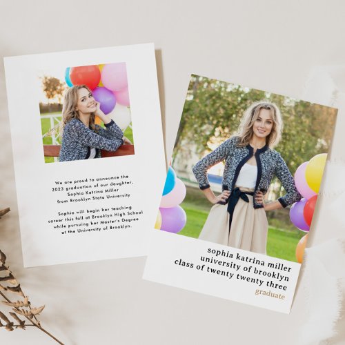 Simple Typography 2 Photo Graduation Announcement