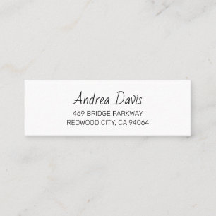 Simple Typography Address 02. Script Font . Mini Business Card