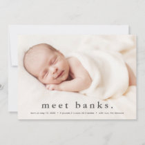 Simple Typography Baby Photo Birth Announcement