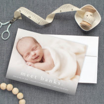 Simple Typography Baby Photo Birth Announcement