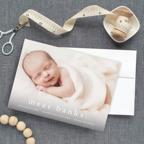 Simple Typography Baby Photo Birth Announcement