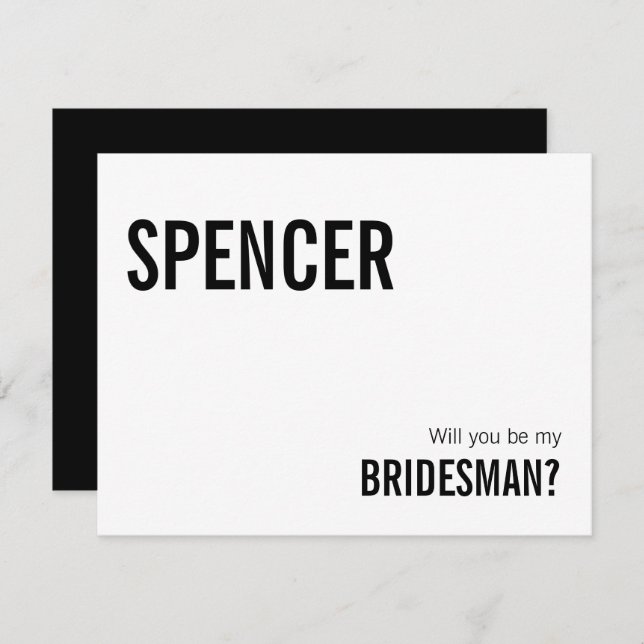 Simple Typography Be My Bridesman Proposal Card (Front/Back)