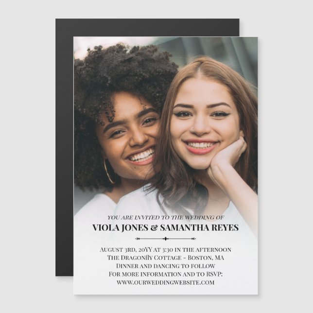 Simple Typography Big Photo Wedding Magnetic Invitation (Front/Back)