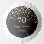 Simple Typography Black And Gold 70th Birthday  Balloon<br><div class="desc">Celebrate your birthday with this simple black and gold happy birthday balloon. Design features gold glitter dust on a black background along with an elegant script font. On the example,  the balloon is used for a 70th birthday party but you can use it for any age.</div>