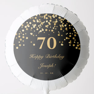 Simple Typography Black And Gold 70th Birthday  Balloon