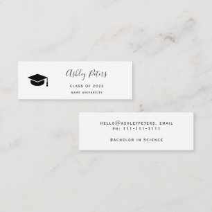 Simple typography black and white graduation mini business card