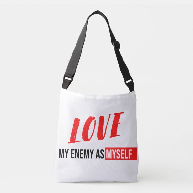 Simple Typography Black and White Text Crossbody Bag (Front)