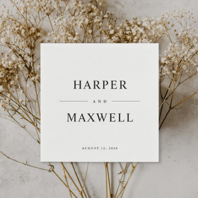 Simple Typography Black and White Wedding Napkins (Creator Uploaded)