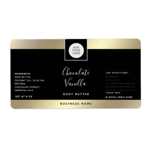 Simple typography black gold cosmetics logo label