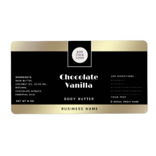 Simple typography black gold cosmetics logo label