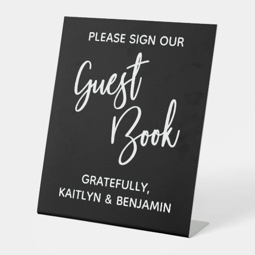 Simple Typography Black Guest Book Pedestal Sign