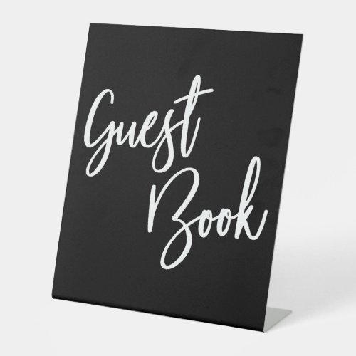 Simple Typography Black Guest Book Pedestal Sign