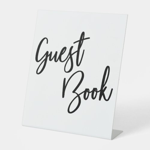 Simple Typography Black  White Guest Book Pedestal Sign