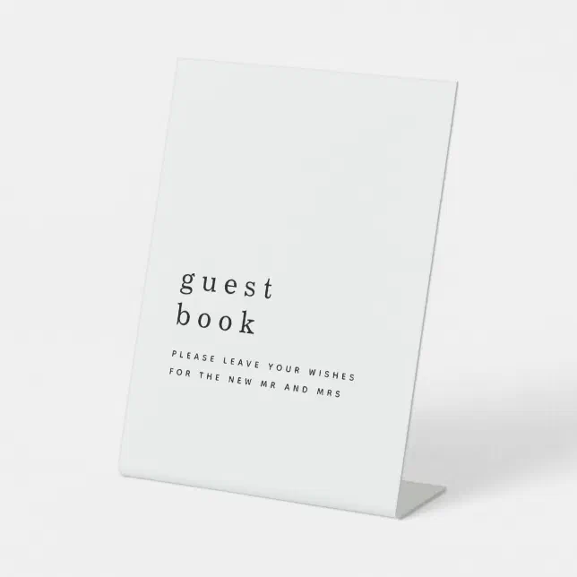 Simple Typography Black White Guest Book Wedding Pedestal Sign Zazzle