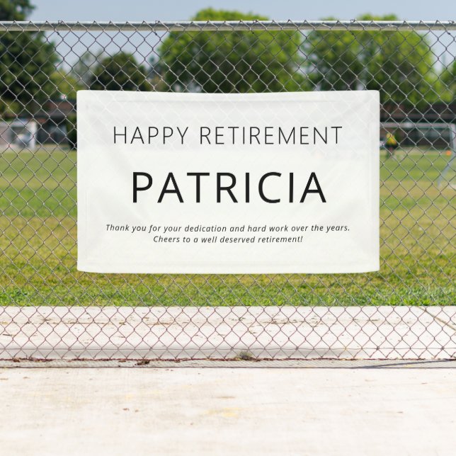 Simple Typography Black White Happy Retirement Banner (Insitu)