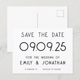 Simple Typography Black White Wedding Announcement Postcard