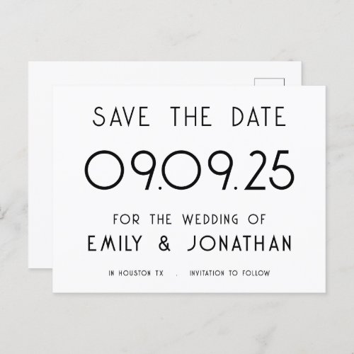 Simple Typography Black White Wedding Announcement Postcard