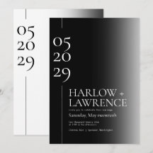 Simple Typography Black & White Wedding Invitation