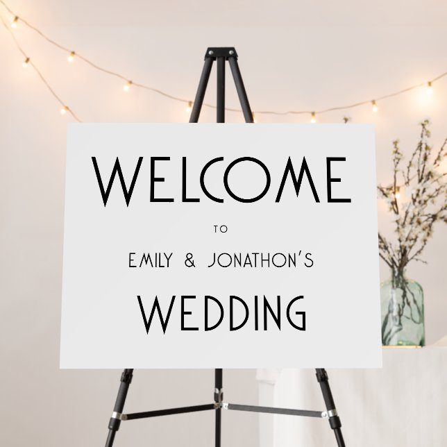 Simple Typography Black White Welcome to Wedding Foam Board (In Situ (Stand))