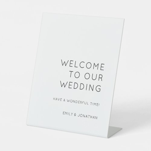 Simple Typography Black White Welcome to Wedding Pedestal Sign