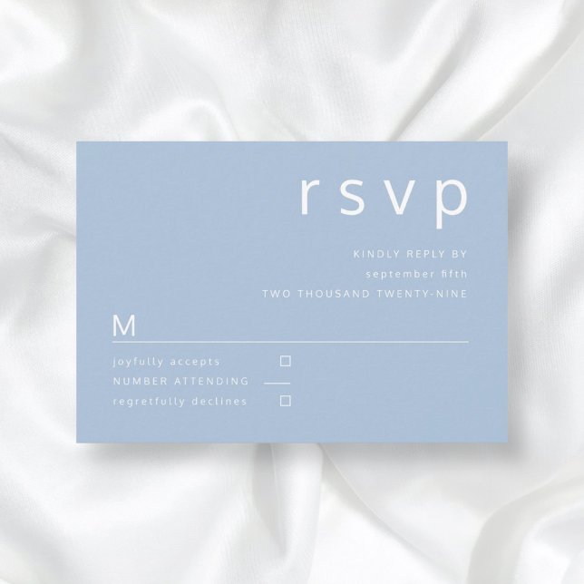 Simple Typography Blue Wedding RSVP Card (Creator Uploaded)