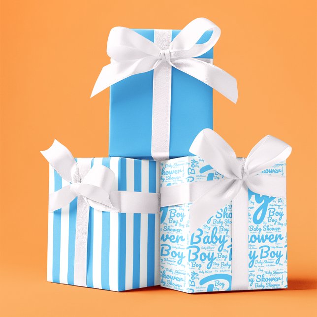 Simple Typography Boy Script Baby Shower  Wrapping Paper Sheets (Creator Uploaded)