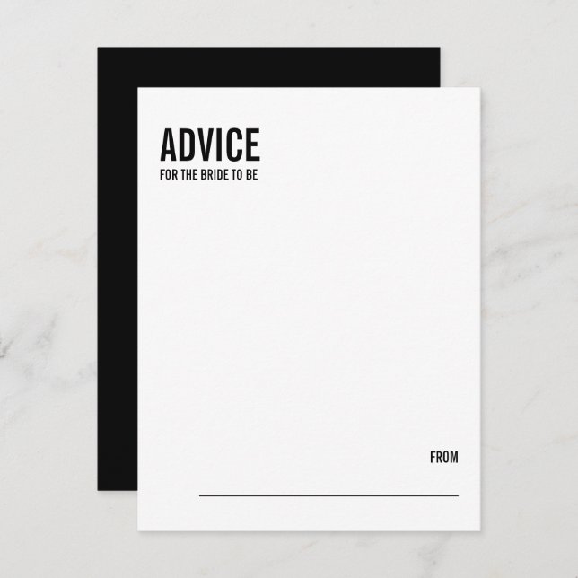 Simple Typography Bridal Shower Advice Card (Front/Back)
