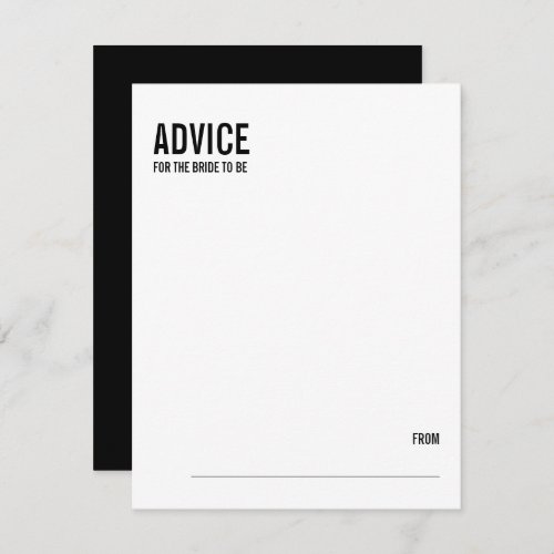 Simple Typography Bridal Shower Advice Card