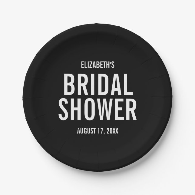 Simple Typography Bridal Shower  Paper Plates (Front)