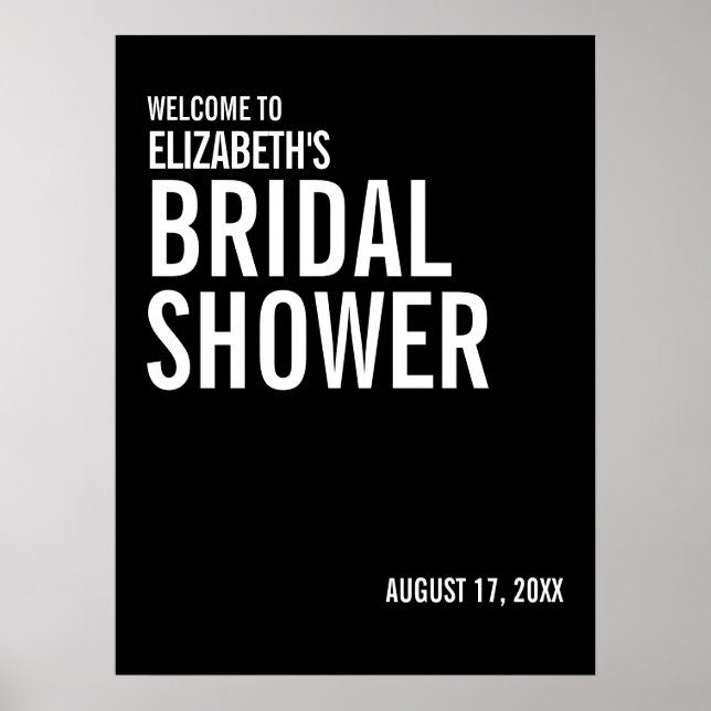 Simple Typography Bridal Shower Welcome Poster (Front)