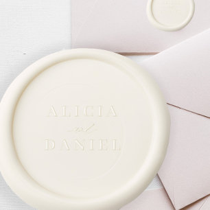 Simple typography bride and groom names wedding wax seal stamp