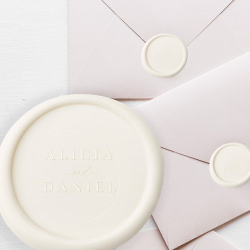 Simple typography bride and groom names wedding wax seal stamp