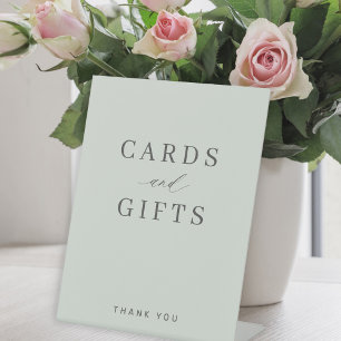 Simple typography cards and gifts sage wedding pedestal sign