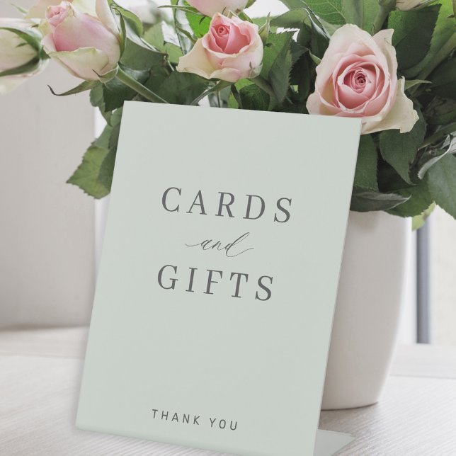 Simple typography cards and gifts sage wedding pedestal sign (Creator Uploaded)