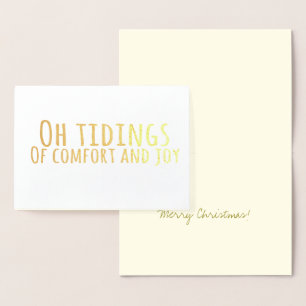Simple Typography Christmas Carol Lyrics Foil Card