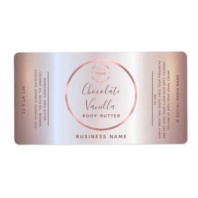 Simple typography circle rose gold frame logo labe label (Front)