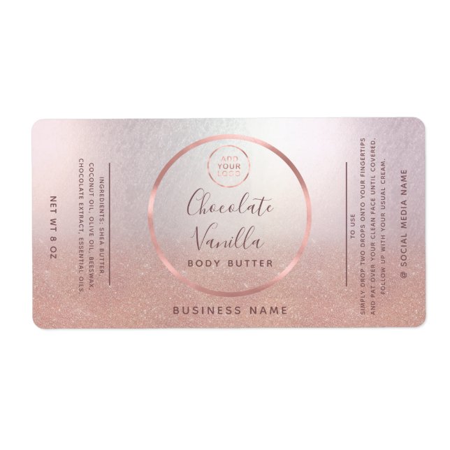 Simple typography circle rose gold frame logo label (Front)