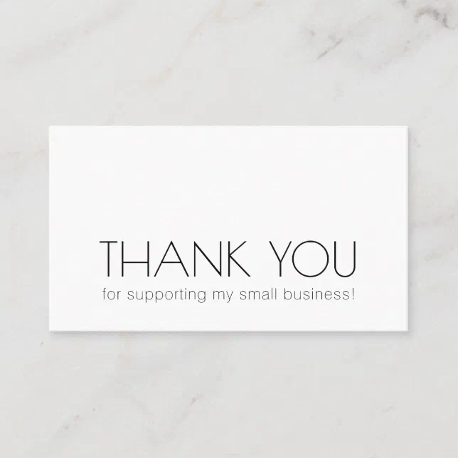 Simple Typography Company Thank You Business Card | Zazzle