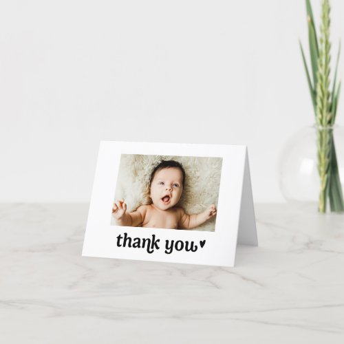 Simple typography Custom photo baby Thank You Card