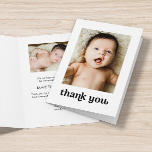 Simple typography Custom photo baby Thank You Card