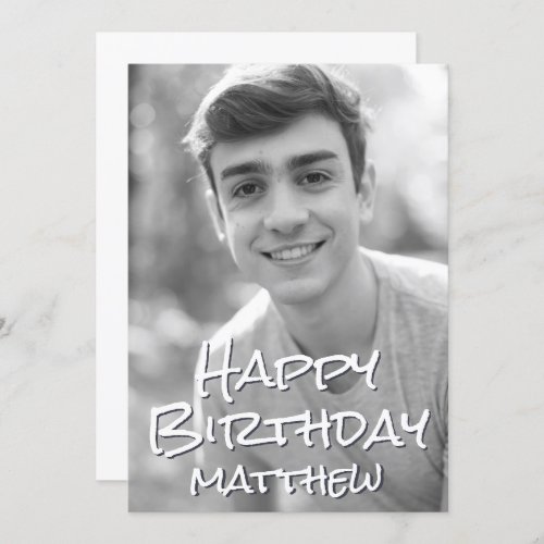 Simple Typography Custom Photo Birthday Greeting Card