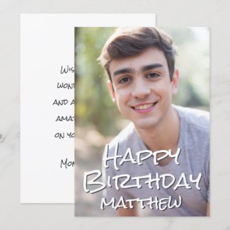 Simple Typography Custom Photo Birthday Greeting Card