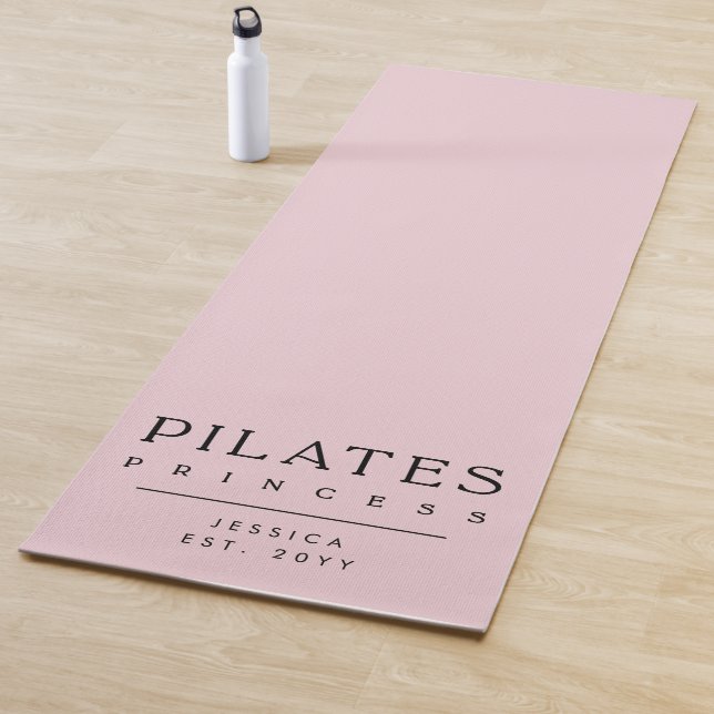 Simple Typography Custom Pink Pilates Princess Yoga Mat (In Situ)